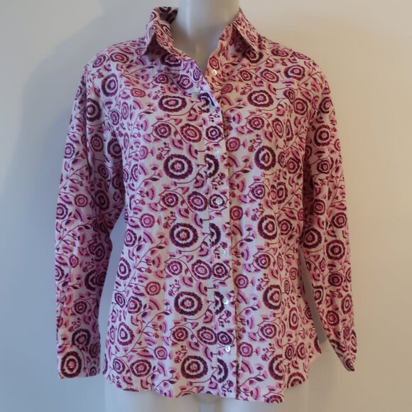 Womens Pomegranate White, Purple Design Button Down Shirt L - Picture 3 of 7